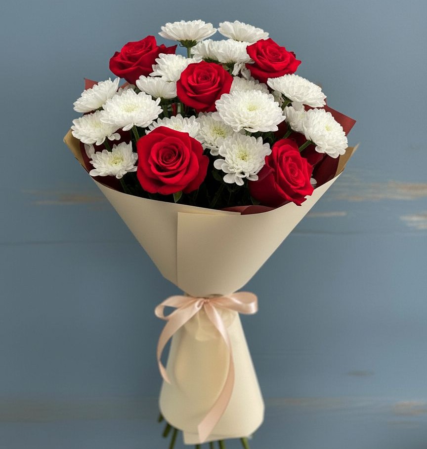 Букет цветов из: Розы и Хризантемы в Добруни