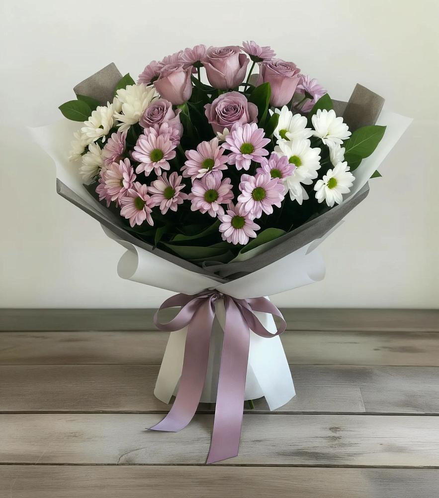 Букет цветов из: Хризантемы и Розы в Добруни