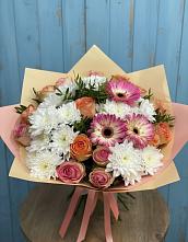 Букет цветов из:  Розы, Герберы и Хризантемы в Добруни