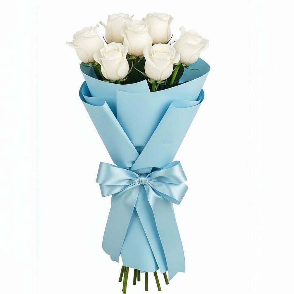 Букет 7 белых роз Проуд в Добруни