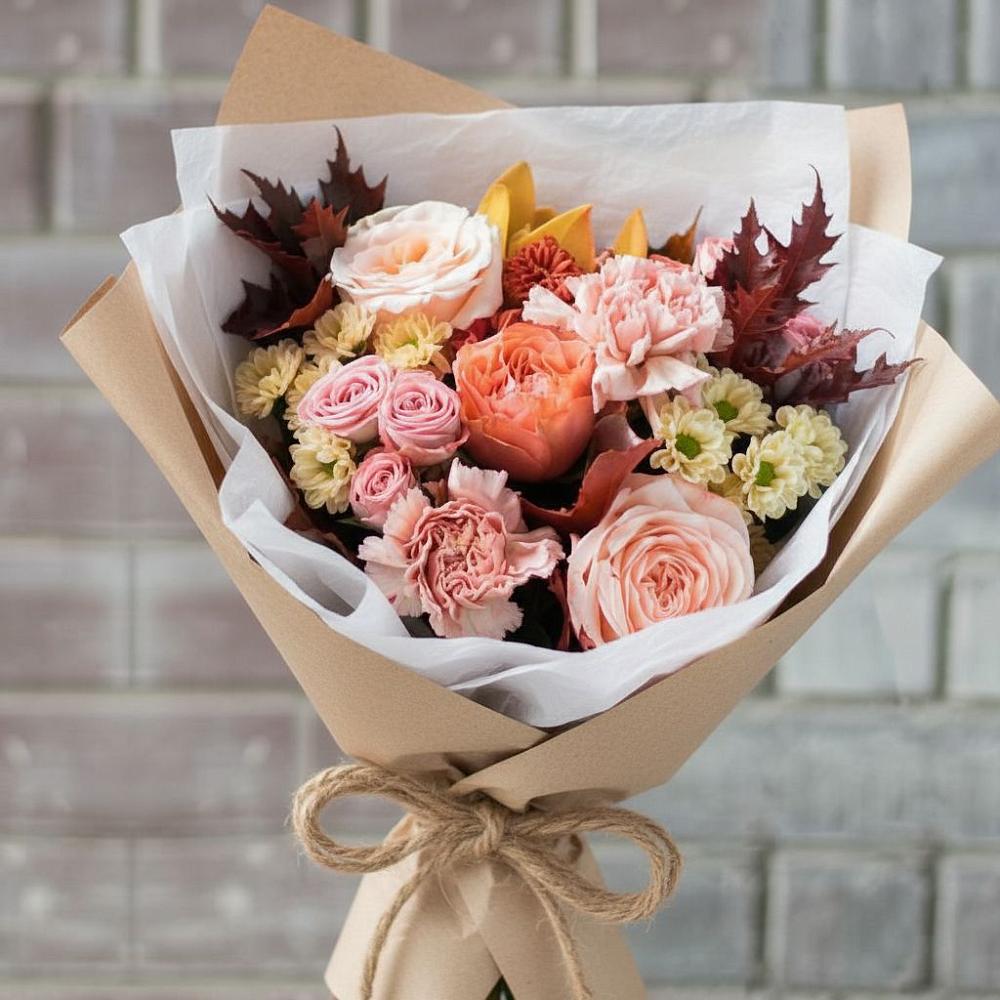 Букет цветов из: Гвоздики, Хризантемы и Розы в Добруни