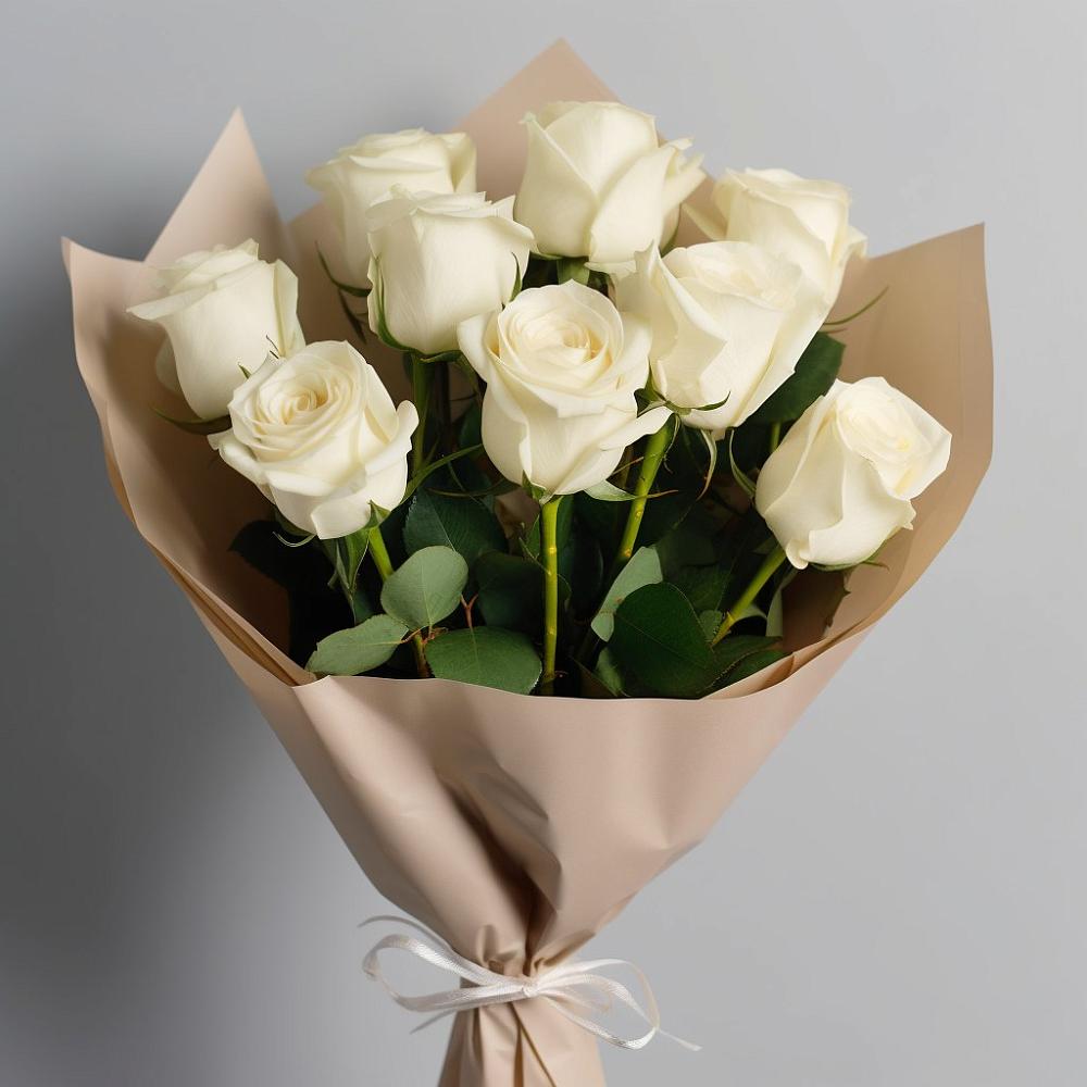 Букет 9 Белых роз Эдлесс Лав в Добруни