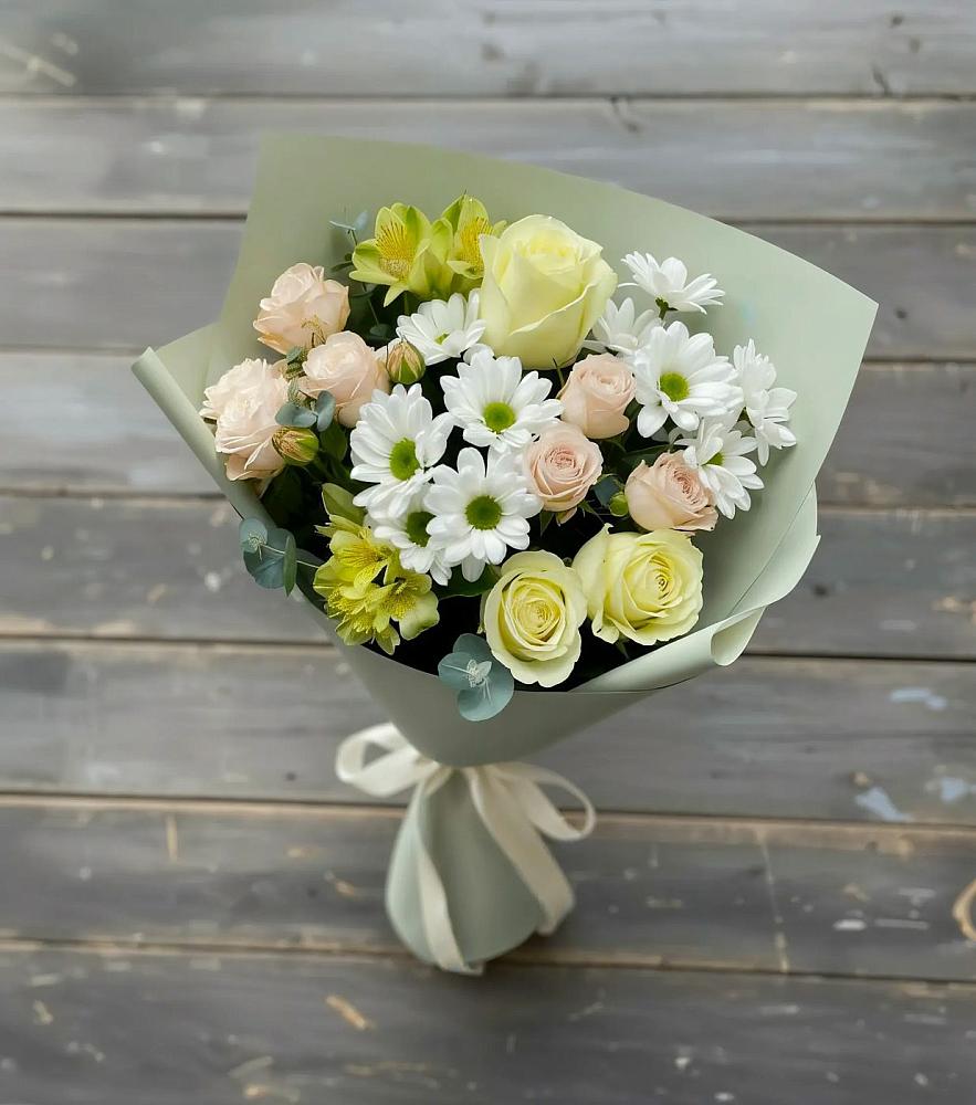 Букет цветов из: Альстромерии, Розы и Хризантемы в Добруни