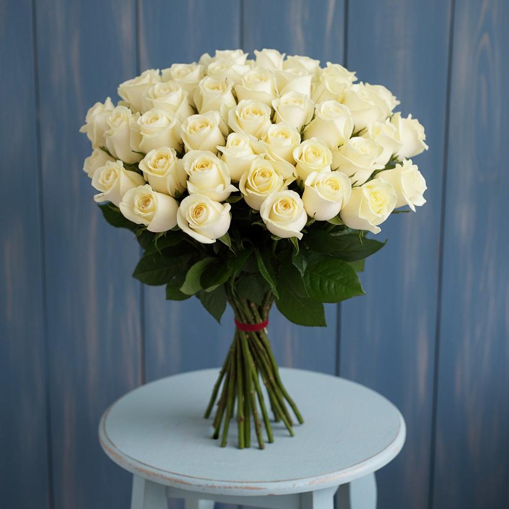 Букет 51 Белая роза Эдлесс Лав в Добруни