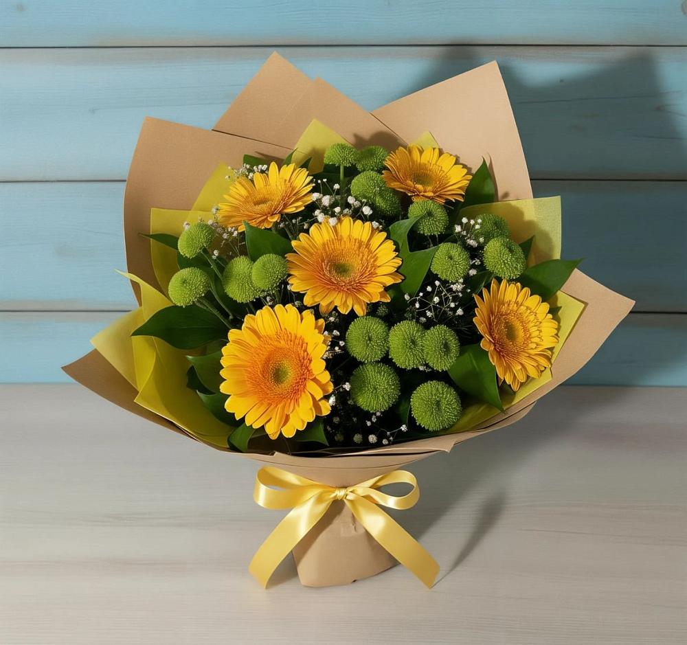 Букет цветов из: Герберы и Хризантемы в Добруни