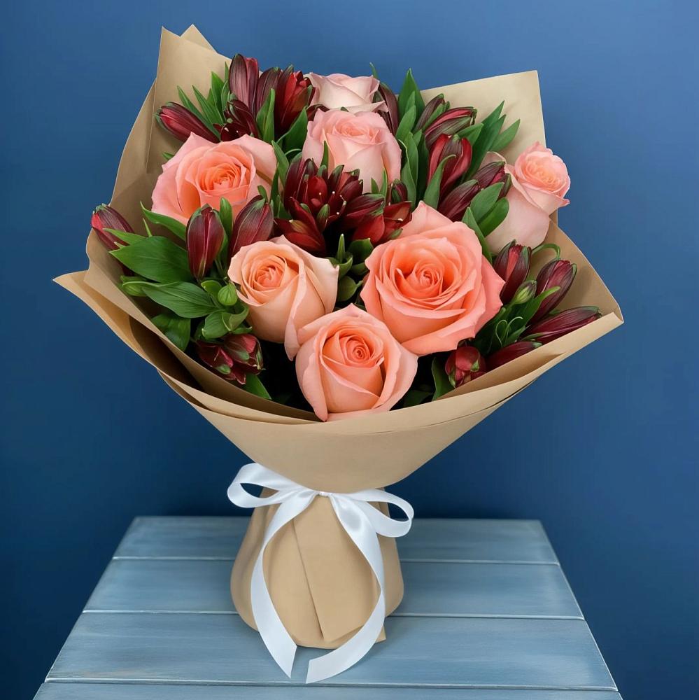 Букет цветов из: Розы и Альстромерии в Добруни