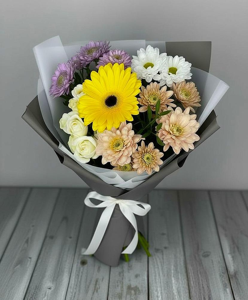 Букет цветов из: Розы, Герберы и Хризантемы в Добруни