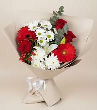 Букет цветов из:  Розы, Хризантемы, Герберы и Лилии в Добруни