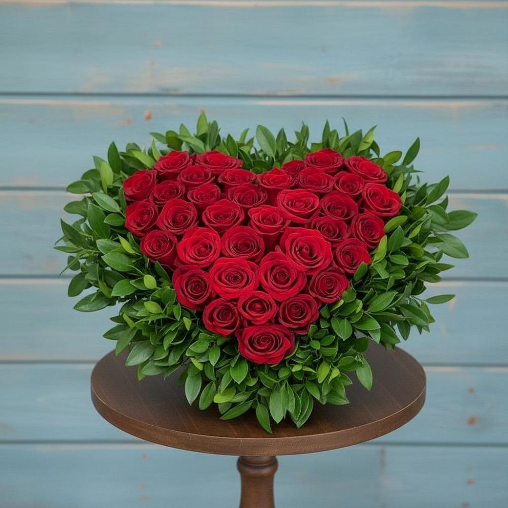 Цветочная композиция из Розы в виде сердца в Добруни