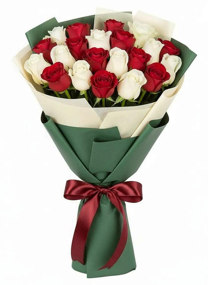 Букет Микс из красных и белых роз в Добруни