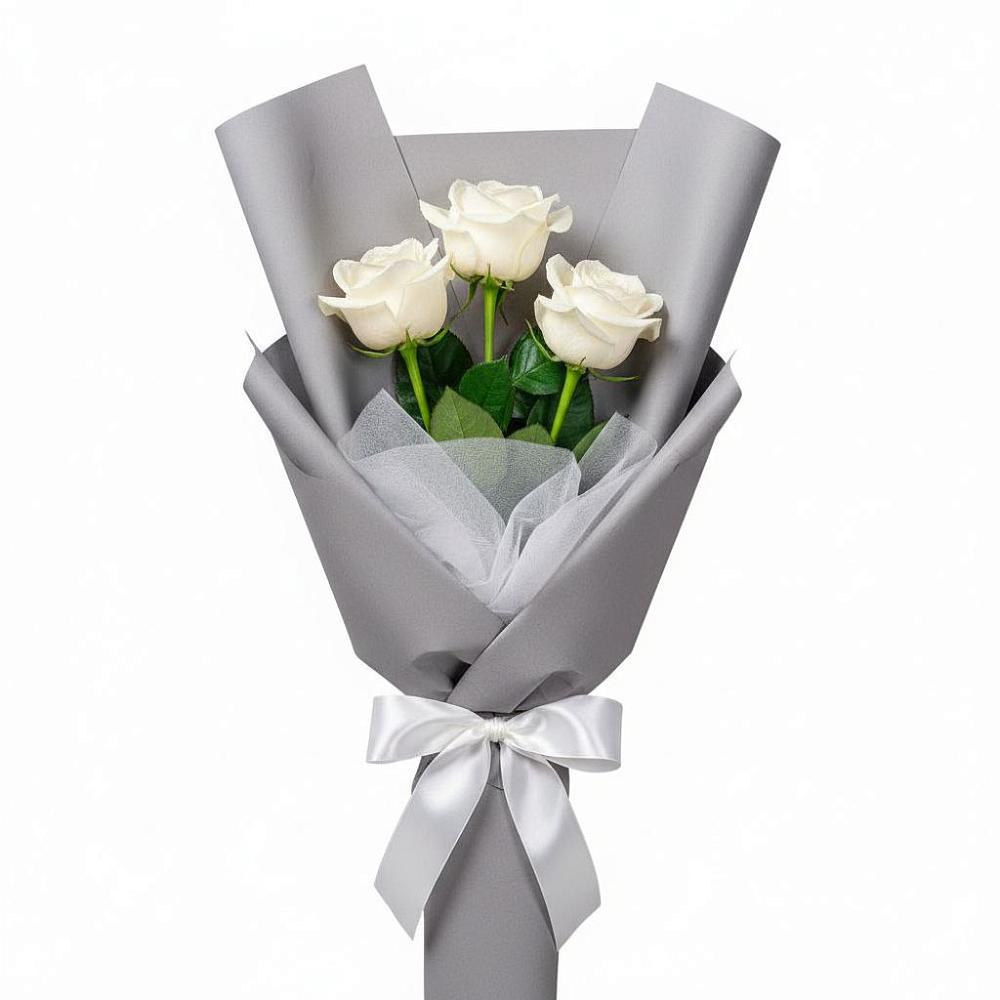 Букет 3 белые розы в Добруни