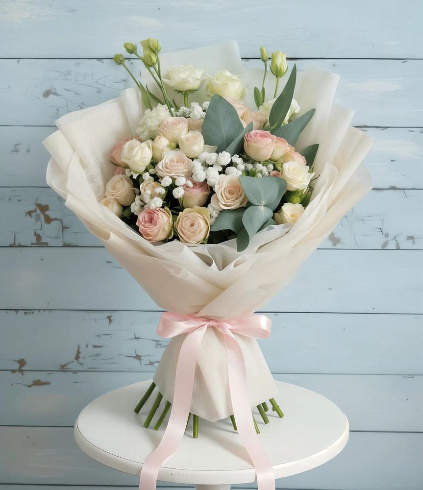 Букет цветов из: Розы и Лизиантусы в Добруни