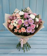 Букет цветов из:  Хризантемы, Розы и Альстромерии в Добруни