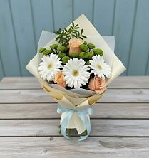 Букет цветов из:  Герберы, Розы и Хризантемы в Добруни