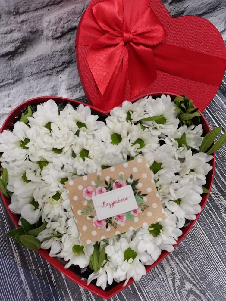 Цветочная композиция из Хризантемы в виде сердца в Добруни