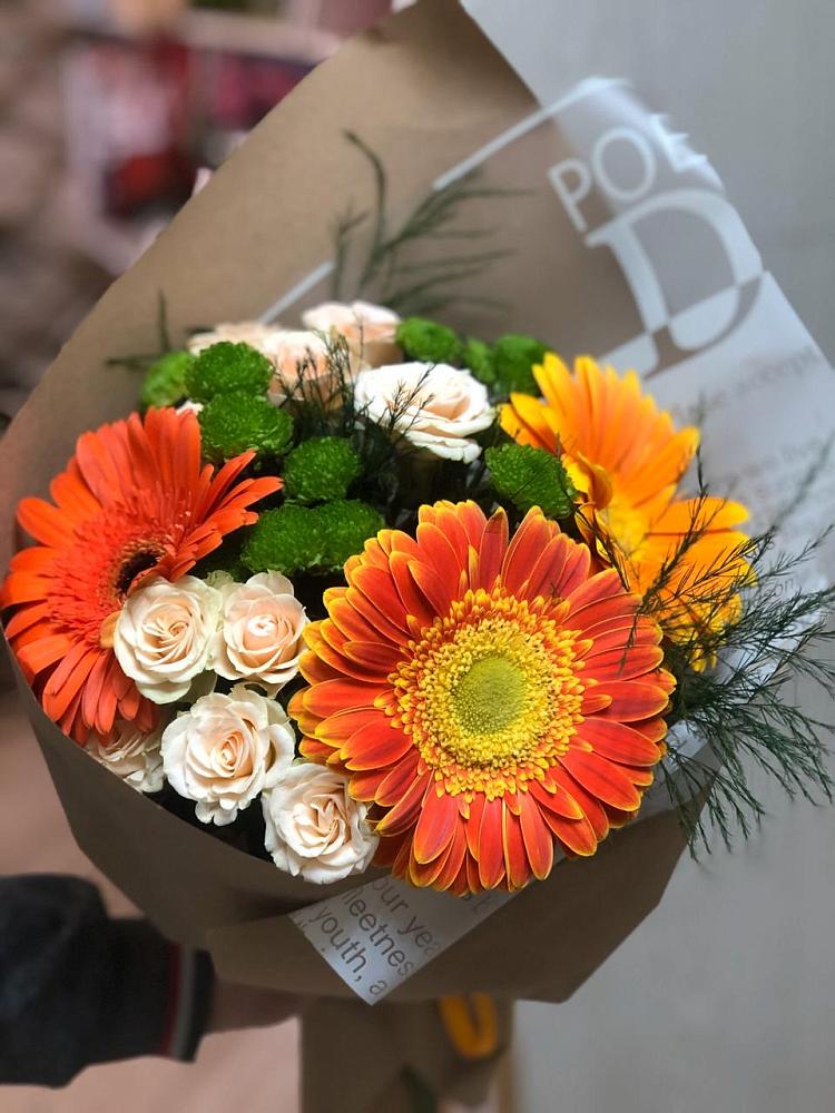 Букет цветов из: Герберы, Хризантемы и Розы в Добруни