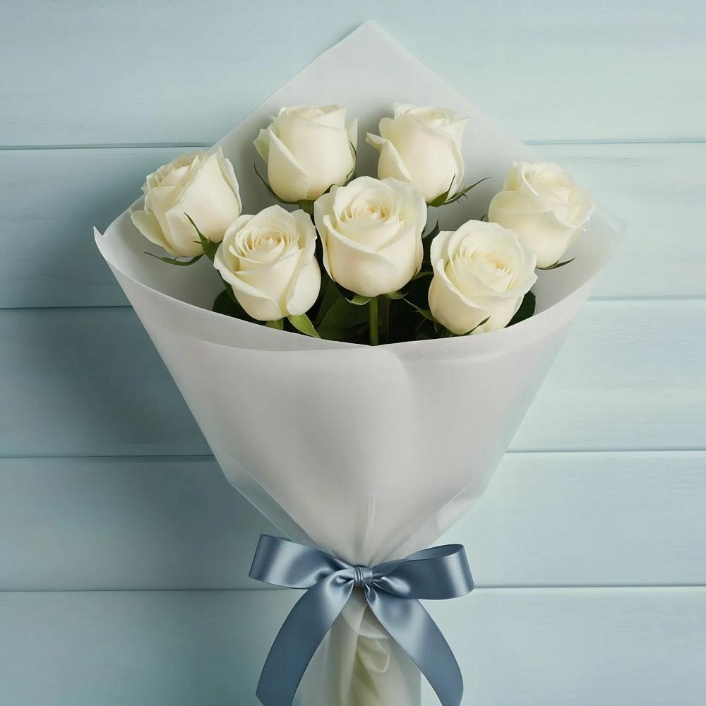 Букет 7 Белых роз Эдлесс Лав в Добруни